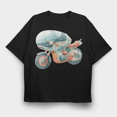 Space Motorcycle Ride, Tricou Oversize Barbati (Unisex)
