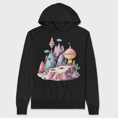 Space Planet Mountain, Hanorac Oversize Barbati (Unisex)