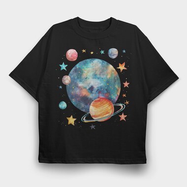 Space Planet Stars, Tricou Oversize Barbati (Unisex)