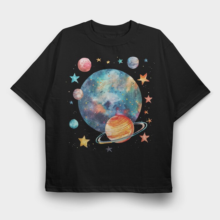 Space Planet Stars, Tricou Oversize Barbati (Unisex)