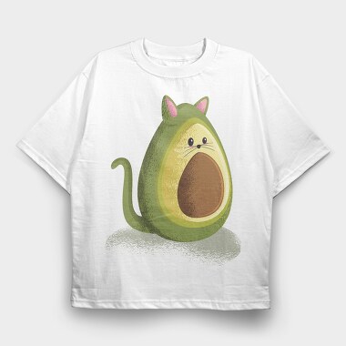 Avocado Cat Avocato, Tricou Oversize Barbati (Unisex)
