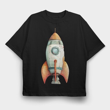 Space Rocket Clipart, Tricou Oversize Barbati (Unisex)