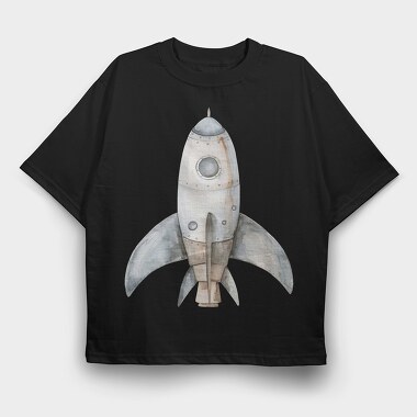 Space Rocket Launch, Tricou Oversize Barbati (Unisex)