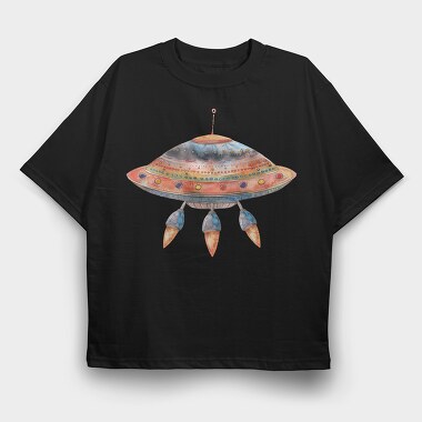 Space Ufo Clipart, Tricou Oversize Barbati (Unisex)
