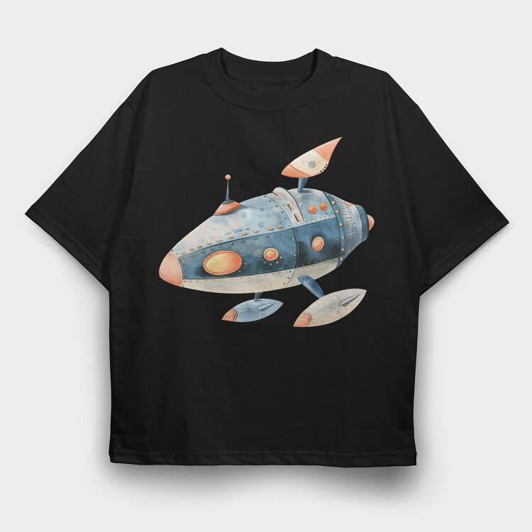 Spaceship Fly By, Tricou Oversize Barbati (Unisex)