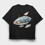 Spaceship Fly By, Tricou Oversize Barbati (Unisex)