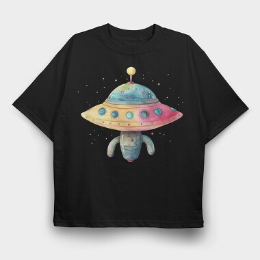 Spaceship Flying Ufo, Tricou Oversize Barbati (Unisex)