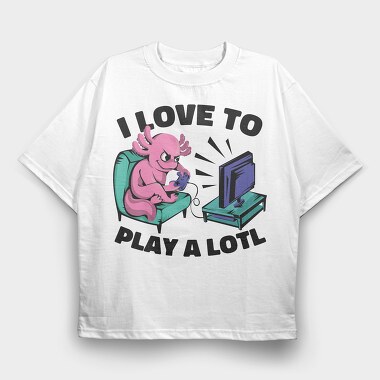 Axolotl Playing Video Games Gamer Couch Tv, Tricou Oversize Barbati (Unisex)