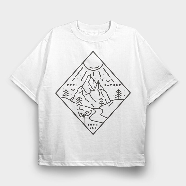 Nature Minimal Feel Nature, Tricou Oversize Barbati (Unisex)