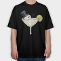 Snowman Wine Glass, Tricou Oversize Barbati (Unisex)