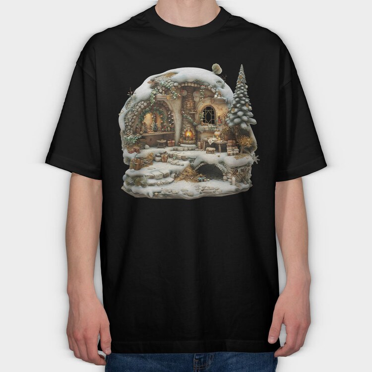 Snowy Mistletoe Garden, Tricou Oversize Barbati (Unisex)