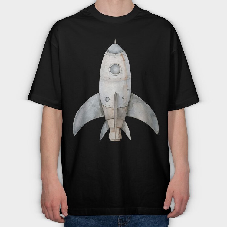 Space Rocket Launch, Tricou Oversize Barbati (Unisex)