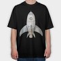 Space Rocket Launch, Tricou Oversize Barbati (Unisex)