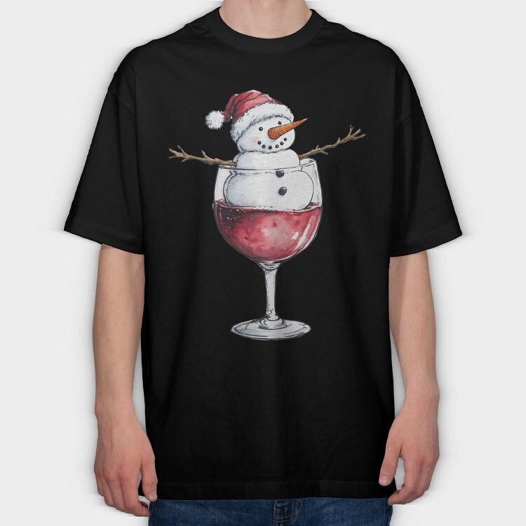 Snowman Wine, Tricou Oversize Barbati (Unisex)