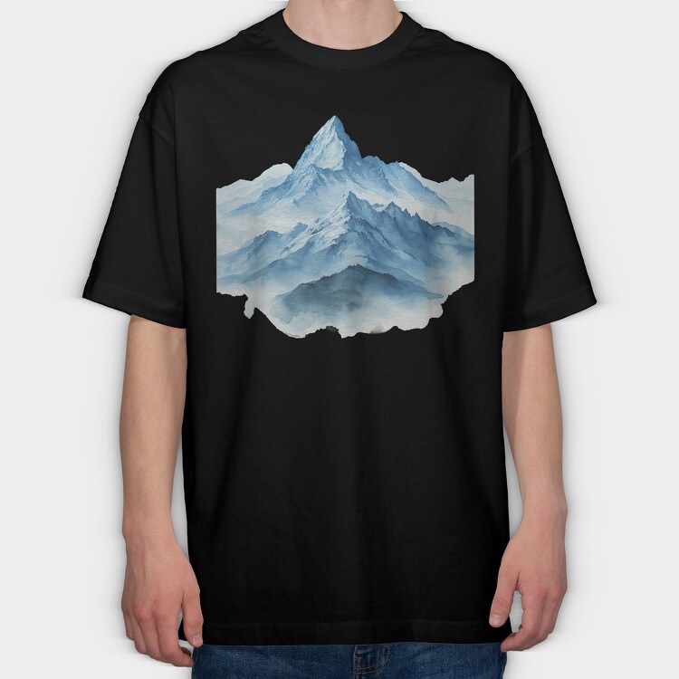 Snowy Mountain Peak, Tricou Oversize Barbati (Unisex)