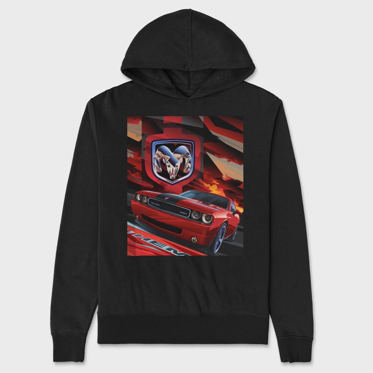 Dodge Challenger Srt Hemi Red, Hanorac Oversize Barbati (Unisex)