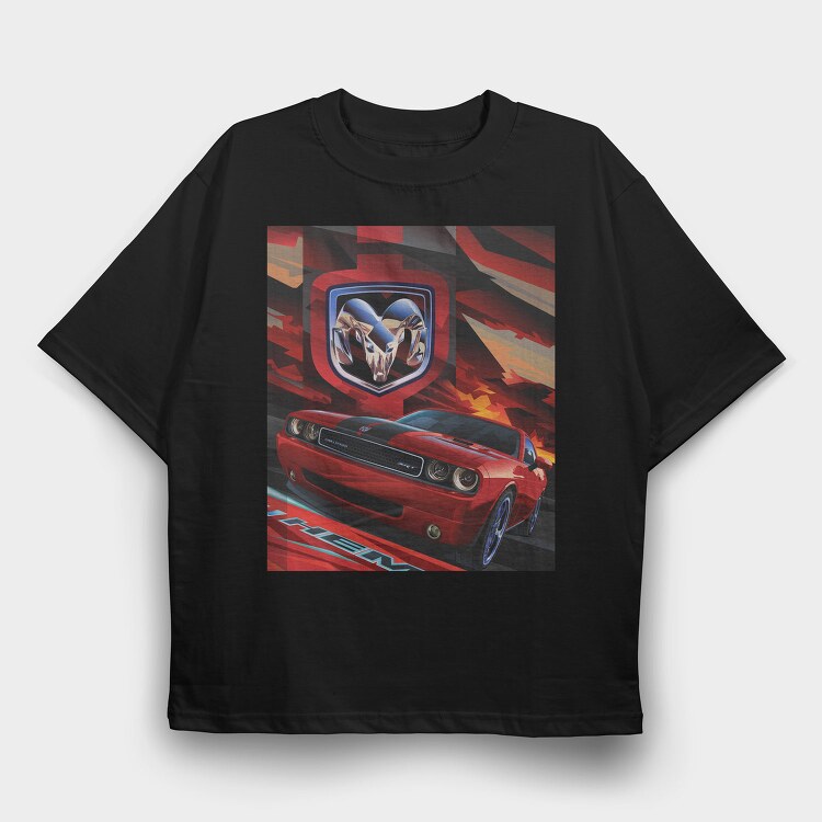 Dodge Challenger Srt Hemi Red, Tricou Oversize Barbati (Unisex)