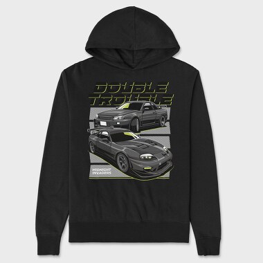 Double Trouble Nissan 240Sx Stance Fast, Hanorac Oversize Barbati (Unisex)