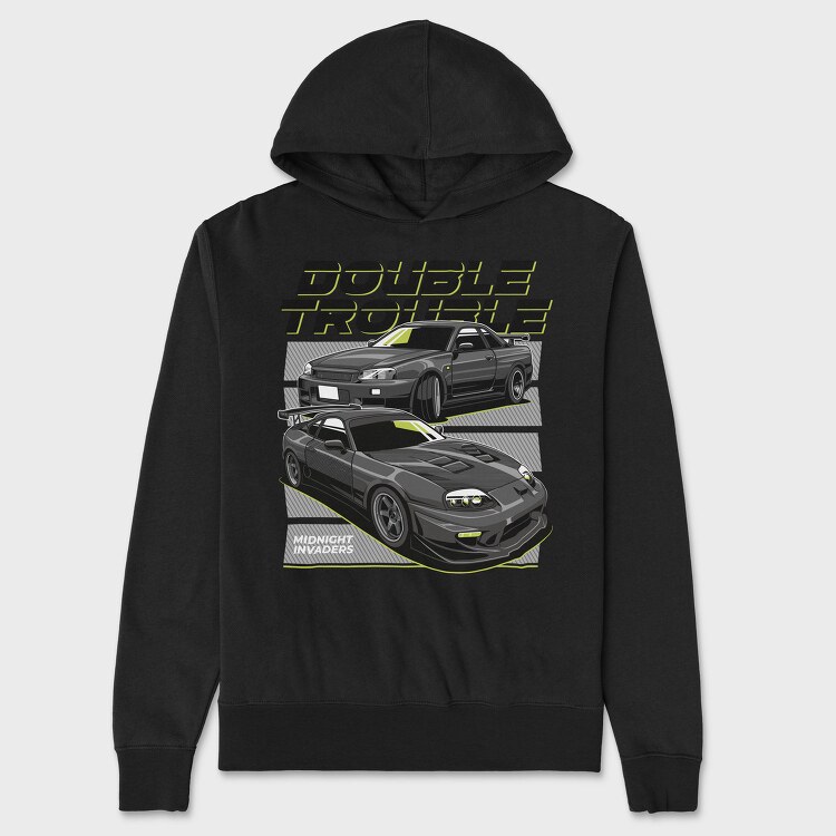 Double Trouble Nissan 240Sx Stance Fast, Hanorac Oversize Barbati (Unisex)