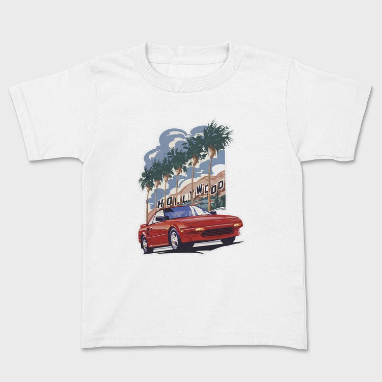 Hollywood Red Car Palm Tree Modern, Tricou Copii