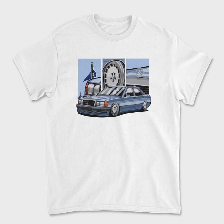 Mercedes W124 Blue Stance, Tricou Barbati (Unisex)
