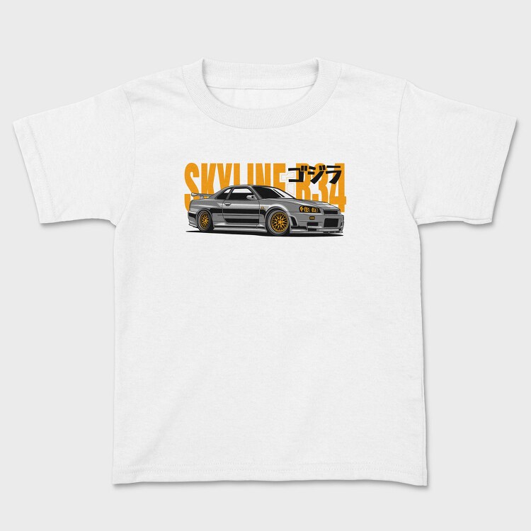 Nissan Skyline Gtr R34 Jdm Fast Mod, Tricou Copii