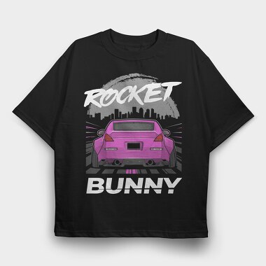 Pink Car Rocker City Skyline, Tricou Oversize Barbati (Unisex)