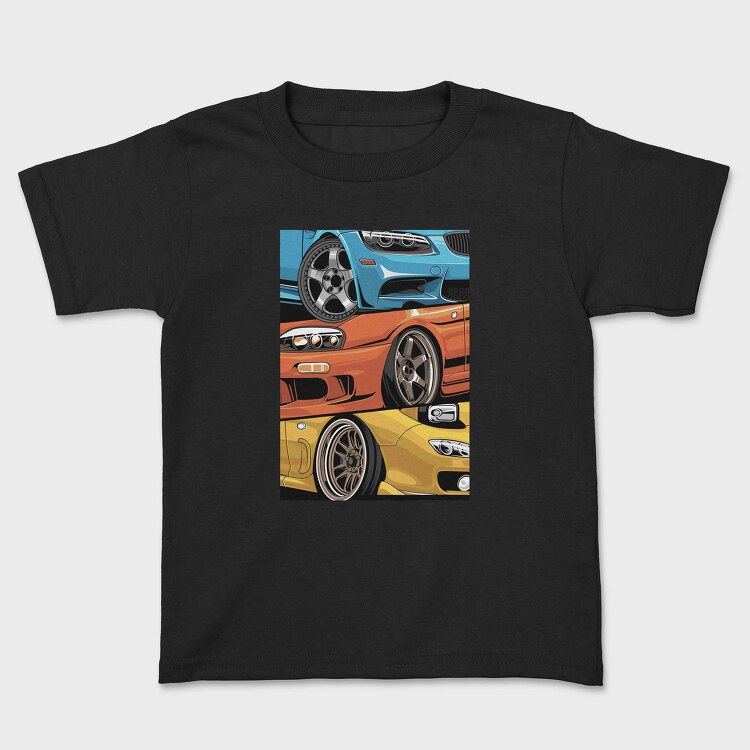 Sports Cars Stance Red Blue Orange, Tricou Copii