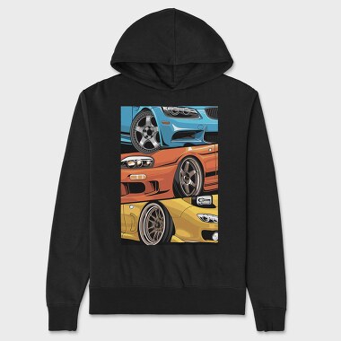 Sports Cars Stance Red Blue Orange, Hanorac Oversize Barbati (Unisex)