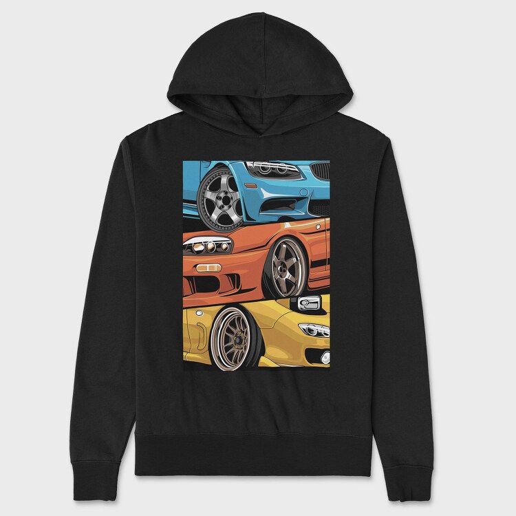 Sports Cars Stance Red Blue Orange, Hanorac Oversize Barbati (Unisex)