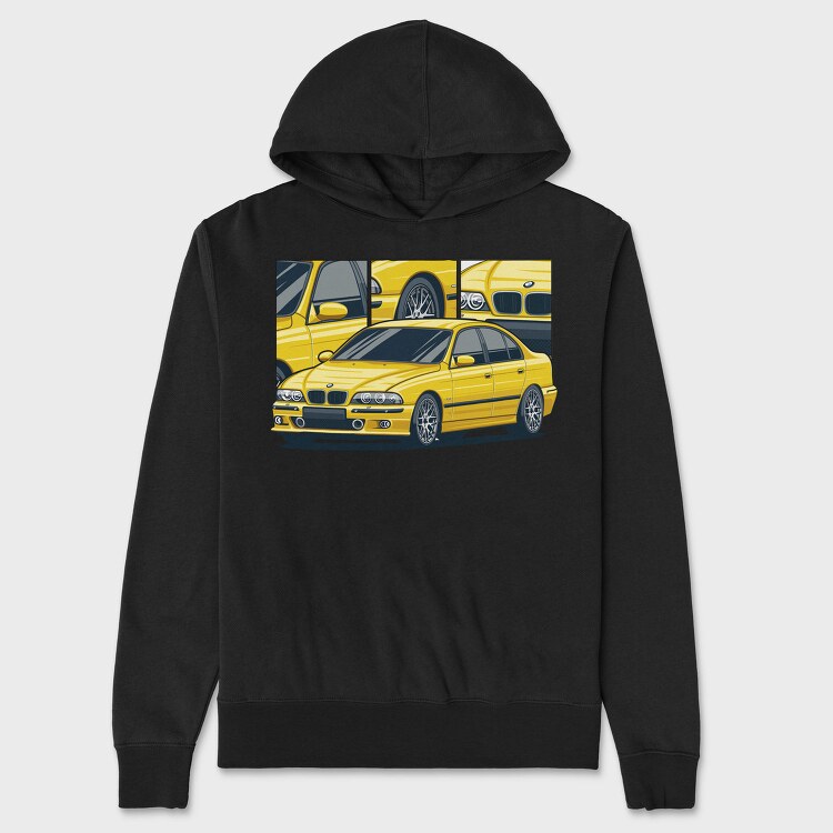 Yellow Bmw 5 Series Fast Mod, Hanorac Oversize Barbati (Unisex)
