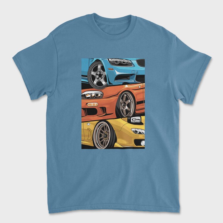 Sports Cars Stance Red Blue Orange, Tricou Barbati (Unisex)