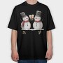 Snowmen Toasting Wine, Tricou Oversize Barbati (Unisex)