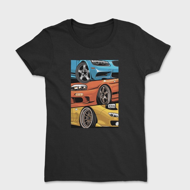 Sports Cars Stance Red Blue Orange, Tricou Femei