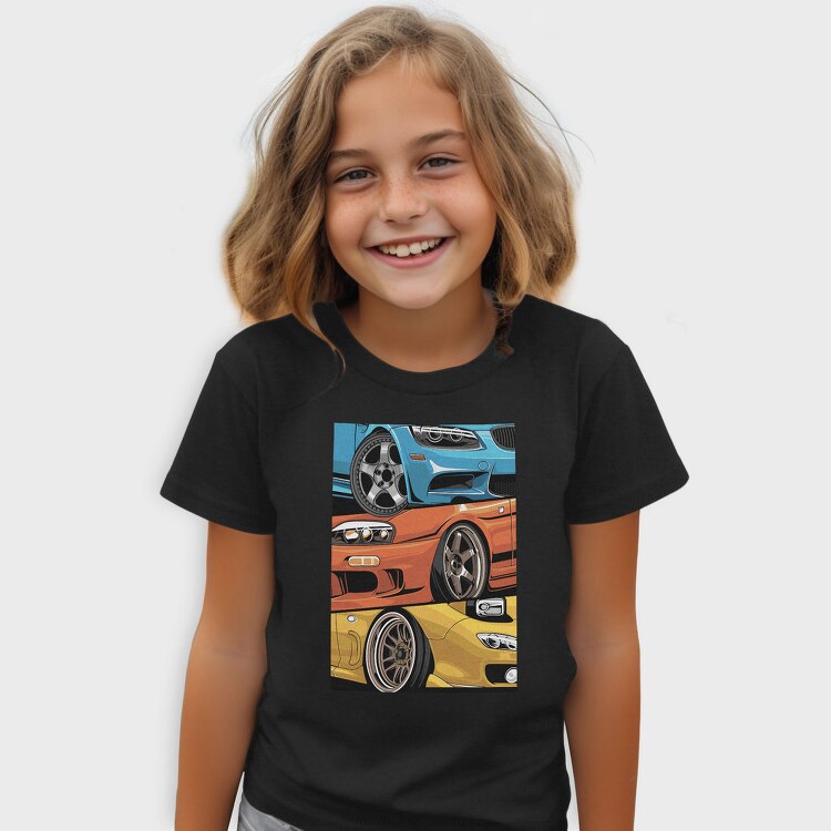 Sports Cars Stance Red Blue Orange, Tricou Copii