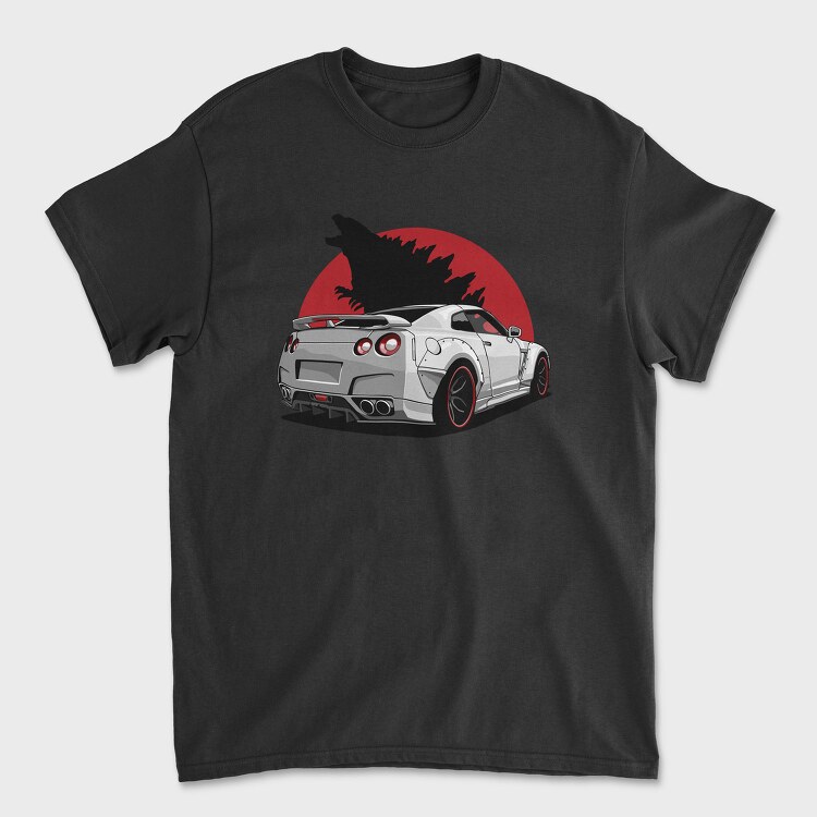 Silver Nissan Gtr Wolf Red Moon, Tricou Barbati (Unisex)