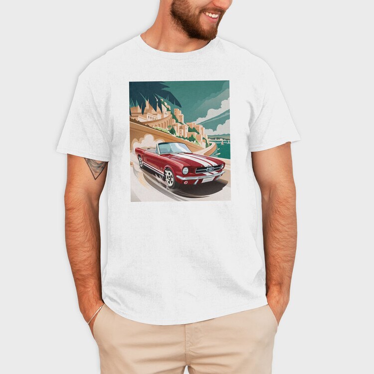 Mustang Coast Cruise Red, Tricou Barbati (Unisex)