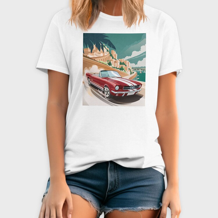 Mustang Coast Cruise Red, Tricou Barbati (Unisex)