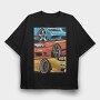 Sports Cars Stance Red Blue Orange, Tricou Oversize Barbati (Unisex)