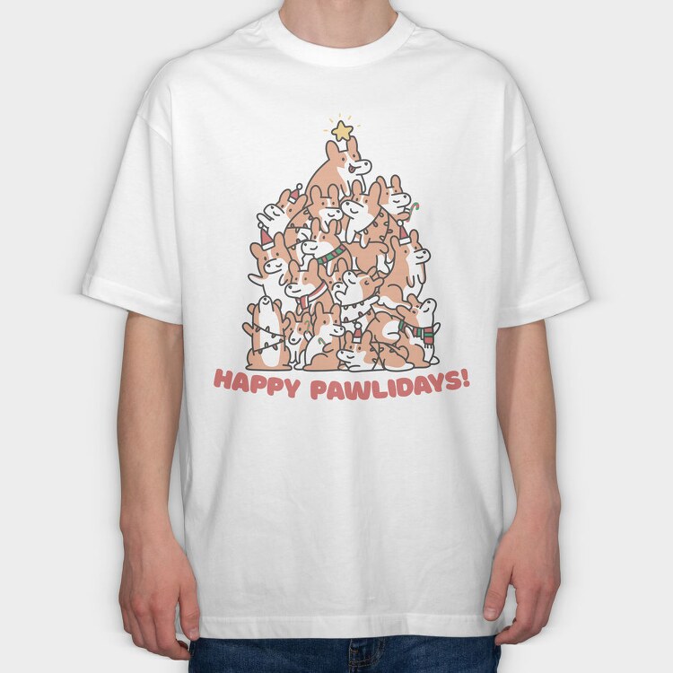 Corgi Dog Christmas Tree Corgies, Tricou Oversize Barbati (Unisex)