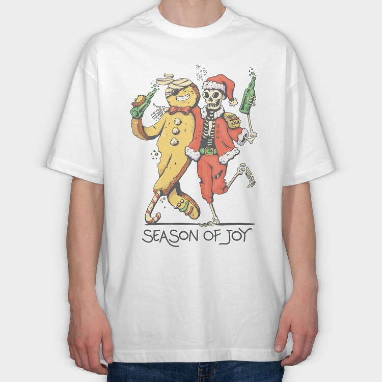 Cool Anti Christmas Skeleton Santa Ginger Cookie, Tricou Oversize Barbati (Unisex)