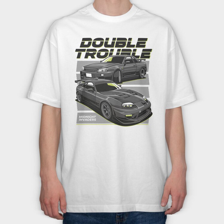 Double Trouble Nissan 240Sx Stance Fast, Tricou Oversize Barbati (Unisex)