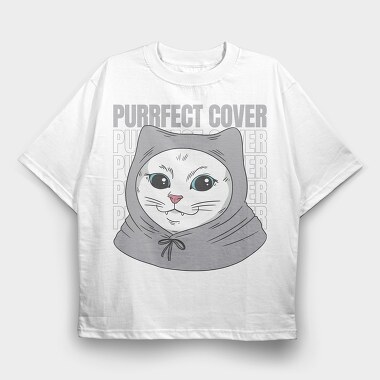 Cat With Grey Hoodie, Tricou Oversize Barbati (Unisex)