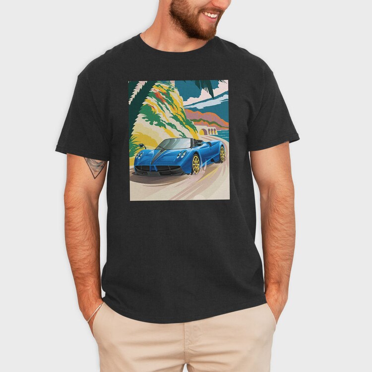 Coastal Speed Car Palm Ocean, Tricou Barbati (Unisex)