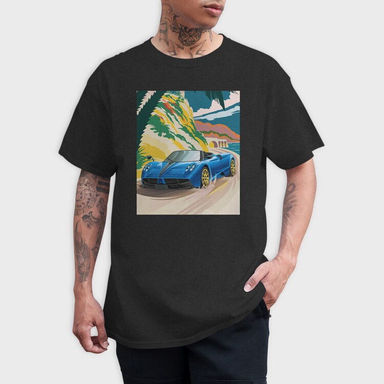 Coastal Speed Car Palm Ocean, Tricou Barbati (Unisex)
