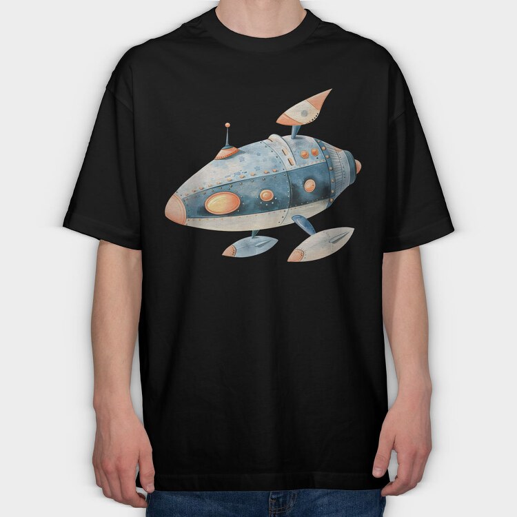 Spaceship Fly By, Tricou Oversize Barbati (Unisex)