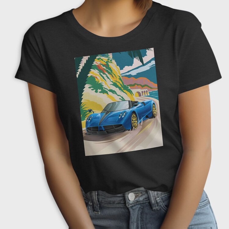 Coastal Speed Car Palm Ocean, Tricou Femei
