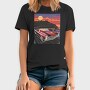 Coastal Vintage Car Cruise Red Sunset Sailboats, Tricou Barbati (Unisex)
