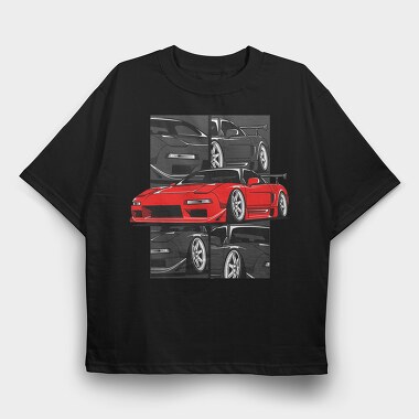 Red Nissan 240Sx Stance, Tricou Oversize Barbati (Unisex)