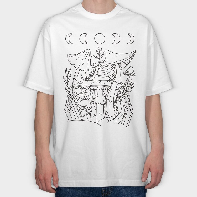 Mushroom Crystals Moon, Tricou Oversize Barbati (Unisex)